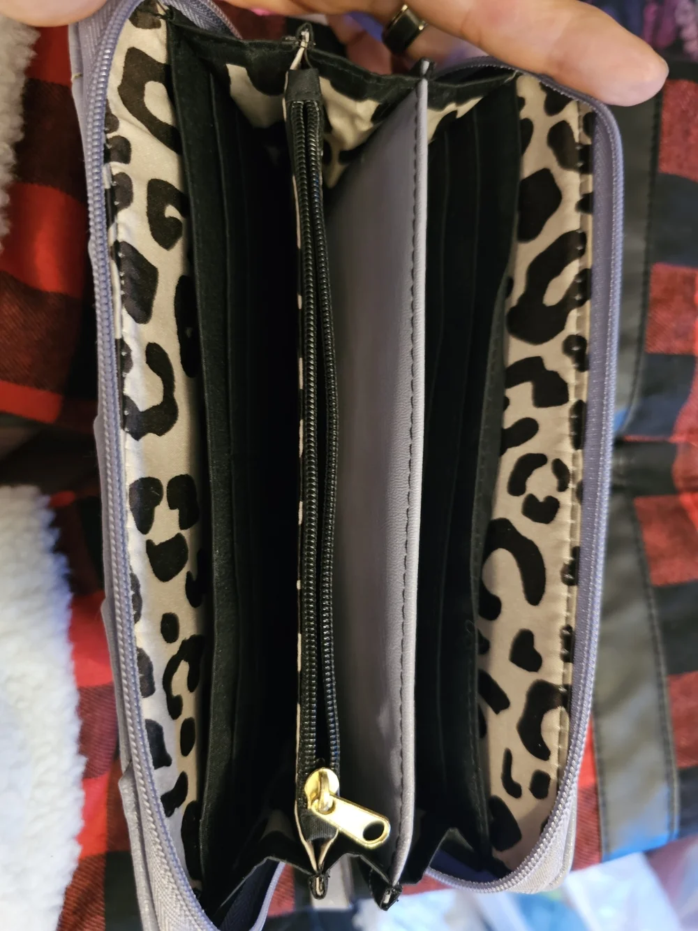 Jessica Simpson Gray Quilted Zip-Around Wallet with Gold Logo